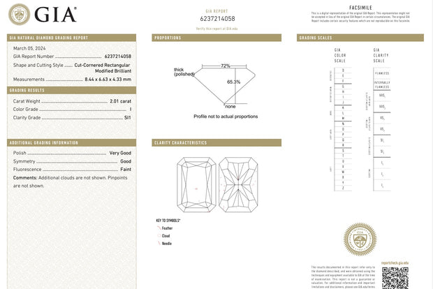 Natural Radiant Cut Diamond with Matching Trapezoid Side Stones Engagement Ring