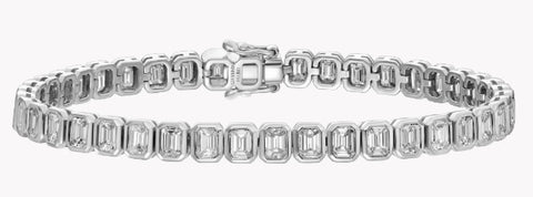 Emerald Cut Lab Grown Diamond Tennis Bracelet