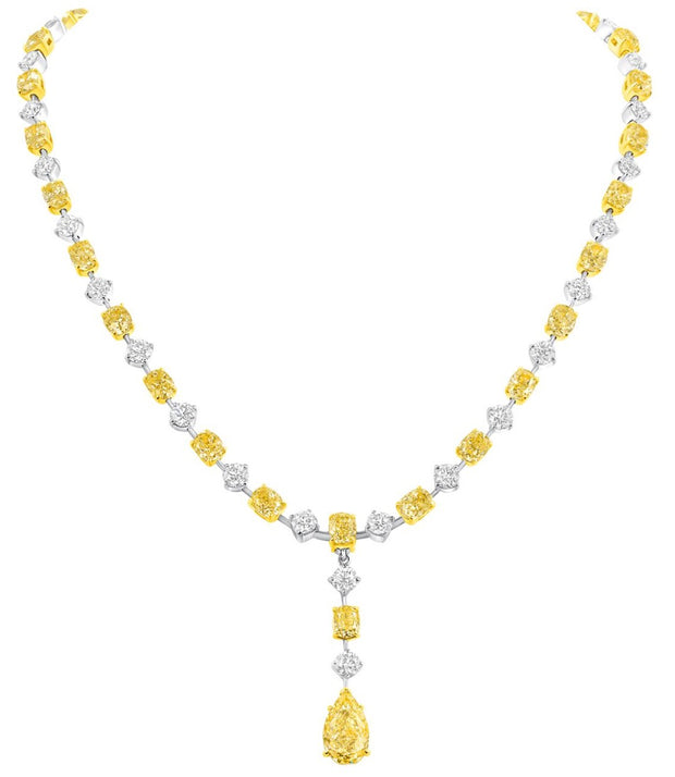 Fancy Yellow and White Diamond Necklace