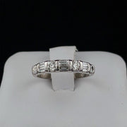 Straight Baguette and Round Diamond Band