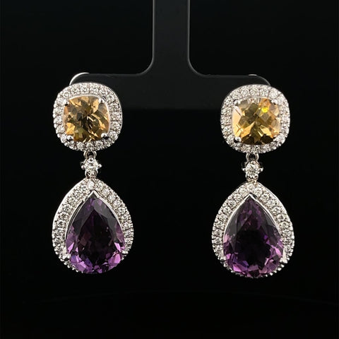 Amethyst and Citrine Drop Earrings