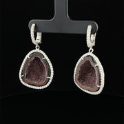 PLUMB GEODE DIAMOND HALO EARRINGS