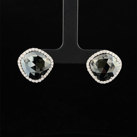 Black Spinel Halo Stud Earrings