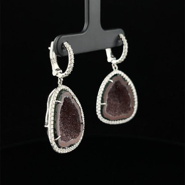 PLUMB GEODE DIAMOND HALO EARRINGS