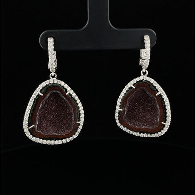 PLUMB GEODE DIAMOND HALO EARRINGS